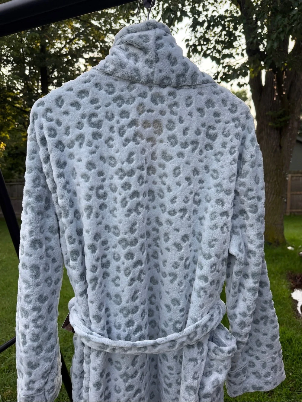 Thalia Sodi Plush Leopard Robe Sz XL Chinoise Green Fleece Bathrobe Belted